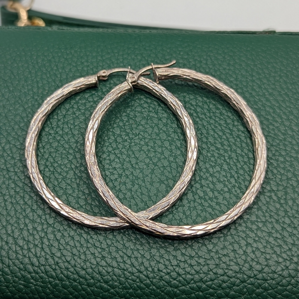 ✨Brilho Textured Sterling Silver Hoop Earrings ✨